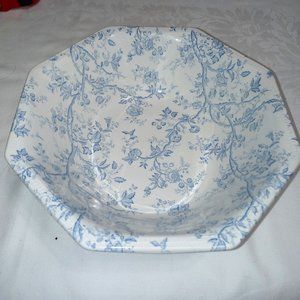 Vintage Johnson Brothers 8 sided Blue and White Floral Bowl